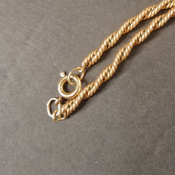 Gold-toned Vintage Twisted Rope Chain Necklace 18" - Picture 3 of 4